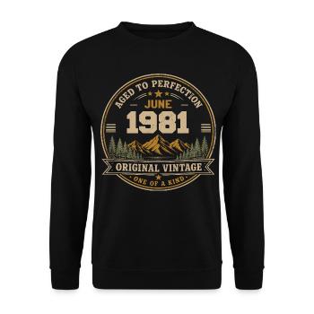 Vintage Juni 1981 – Original Perfection Juni 1981 - Unisex Pullover - Schwarz - Vorne - Alina (178cm) & Michal (187cm)
