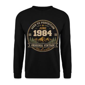 Vintage June 1984 - Original Perfection June 1984 - Unisex Sweatshirt - black - Front - Alina (178cm) & Michal (187cm)