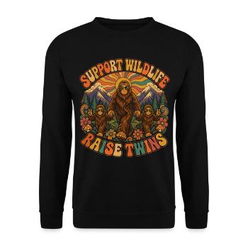 Bigfoot et Jumeaux : Soutenez la Vie Sauvage - Sweat-shirt Unisexe - noir - Devant - Alina (178cm) & Michal (187cm)