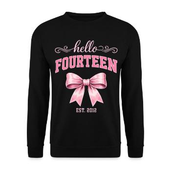 Hello Fourteen 14 Year Old Is 2012 Birthday Knot - Unisex Sweatshirt - black - Front - Alina (178cm) & Michal (187cm)