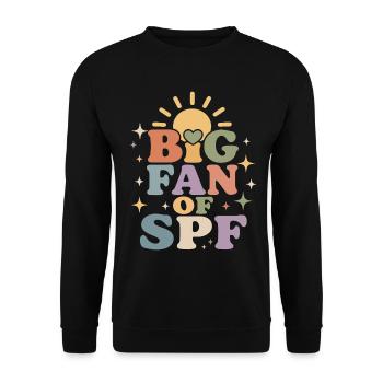 SPF Sonnenschutz Fan Sommer Sonne - Unisex Pullover - Schwarz - Vorne - Alina (178cm) & Michal (187cm)
