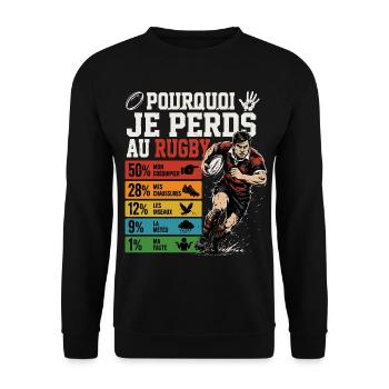 Rugby Pourquoi Je Perds Au Rugby - Sweat-shirt Unisexe - noir - Devant - Alina (178cm) & Michal (187cm)