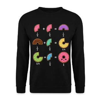 Donut Brüche Mathe Lernen mit Humor - Unisex Pullover - Schwarz - Vorne - Alina (178cm) & Michal (187cm)