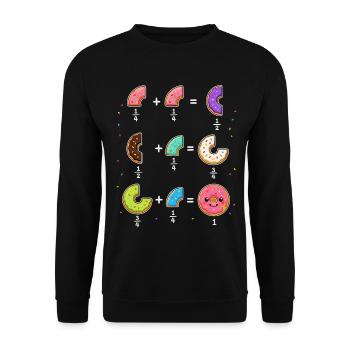 Donut Brüche Mathe Lernen mit Humor - Unisex Pullover - Schwarz - Vorne - Alina (178cm) & Michal (187cm)