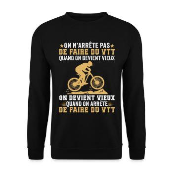 On devient vieux quand on arrête le VTT  - Sweat-shirt Unisexe - noir - Devant - Alina (178cm) & Michal (187cm)