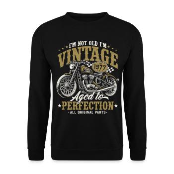 Cadeau d’anniversaire de moto vintage vintage 1977 - Sweat-shirt Unisexe - noir - Devant - Alina (178cm) & Michal (187cm)
