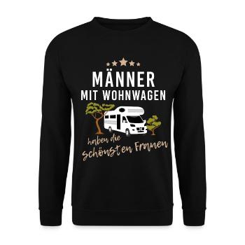 Männer mit Wohnwagen haben die schönsten Frauen - Unisex Pullover - Schwarz - Vorne - Alina (178cm) & Michal (187cm)