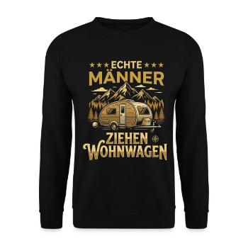 Wohnwagen Spruch - Lustiges Camper T-Shirt  - Unisex Pullover - Schwarz - Vorne - Alina (178cm) & Michal (187cm)