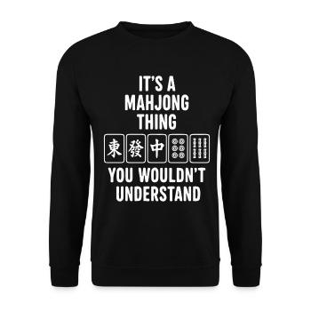 Ein Mahjong Ding, das du nicht verstehen würdest - Unisex Pullover - Schwarz - Vorne - Alina (178cm) & Michal (187cm)