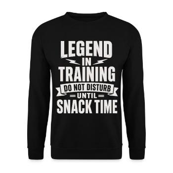 Legend in Training Until Snack Time – Humor - Unisex Pullover - Schwarz - Vorne - Alina (178cm) & Michal (187cm)