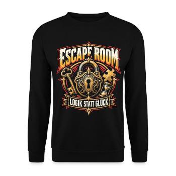 Escape Room – Logik statt Glück - Unisex Pullover - Schwarz - Vorne - Alina (178cm) & Michal (187cm)