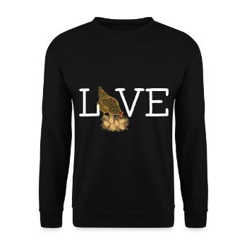 Love Chickens Love Slogan Chicken Nest Eggs Saying - Unisex Sweatshirt - black - Front - Alina (178cm) & Michal (187cm)