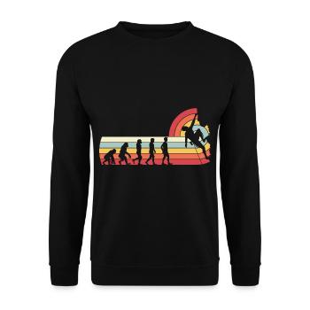 Evolution Klettern vintage retro - Unisex Pullover - Schwarz - Vorne - Alina (178cm) & Michal (187cm)
