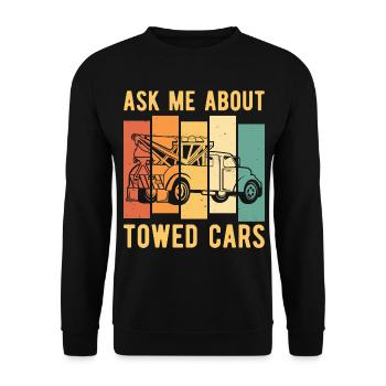 Abschleppwagen Abschleppdienst Abschlepper - Unisex Pullover - Schwarz - Vorne - Alina (178cm) & Michal (187cm)