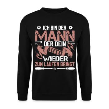 Lustige Automechaniker Geschenke Schrauber - Unisex Pullover - Schwarz - Vorne - Alina (178cm) & Michal (187cm)