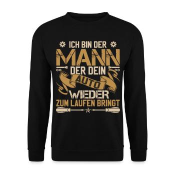 Auto Reperatur Humor Werkstatt - Unisex Pullover - Schwarz - Vorne - Alina (178cm) & Michal (187cm)