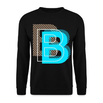 Cooler Buchstabe B - Unisex Pullover - Schwarz - Vorne - Alina (178cm) & Michal (187cm)