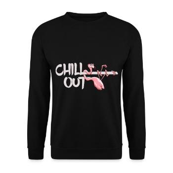 Flamingo faul sein chill out lässig cool Geschenk - Unisex Pullover - Schwarz - Vorne - Alina (178cm) & Michal (187cm)