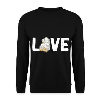 Silk Chicken Love Lettering Design Chickens Chick - Unisex Sweatshirt - black - Front - Alina (178cm) & Michal (187cm)