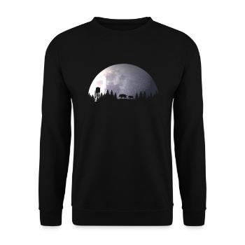 Wildschwein Keiler lustiges Geschenk Jäger Jagd - Unisex Pullover - Schwarz - Vorne - Alina (178cm) & Michal (187cm)