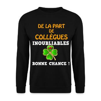 De la part de collègues inoubliables Cadeau Départ - Sweat-shirt Unisexe - noir - Devant - Alina (178cm) & Michal (187cm)
