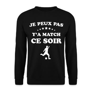 Je peux pas y'a match ce soir Cadeau Foot - Sweat-shirt Unisexe - noir - Devant - Alina (178cm) & Michal (187cm)