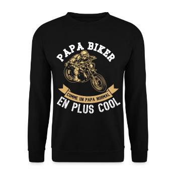 papa biker - Sweat-shirt Unisexe - noir - Devant - Alina (178cm) & Michal (187cm)
