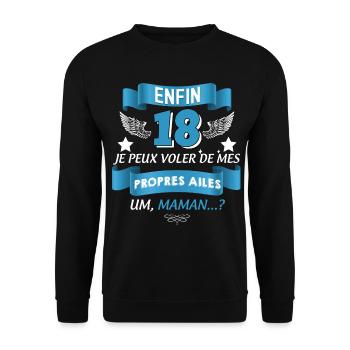 18 Ans Anniversaire Drôle Citation Avec Maman - Sweat-shirt Unisexe - noir - Devant - Alina (178cm) & Michal (187cm)