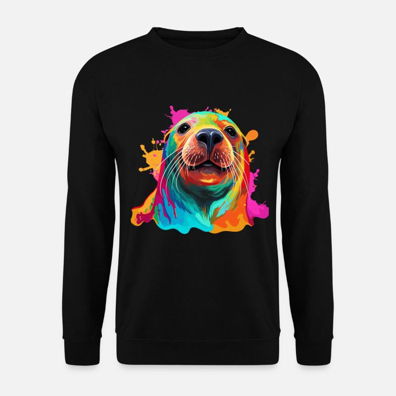 Bunter Seelöwe Robbe Seehund - Unisex Pullover - Schwarz