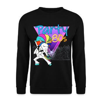 Licorne Années 80 Piste De Danse Soirée - Sweat-shirt Unisexe - noir - Devant - Alina (178cm) & Michal (187cm)