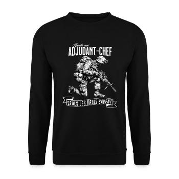 Appelle-moi Adjudant-Chef..seul - Sweat-shirt Unisexe - noir - Devant - Alina (178cm) & Michal (187cm)