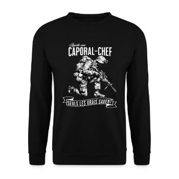 Appelle-moi Caporal-Chef, seuls.. - Sweat-shirt Unisexe - noir - Devant - Alina (178cm) & Michal (187cm)