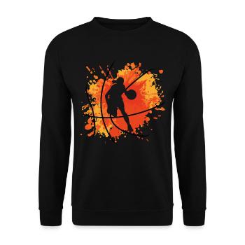 Basketball Frauen Mädchen Farbklecks Farbspritzer - Unisex Pullover - Schwarz - Vorne - Alina (178cm) & Michal (187cm)