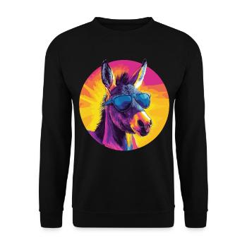 Cool donkey with sunglasses - Unisex Sweatshirt - black - Front - Alina (178cm) & Michal (187cm)