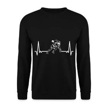 Herzschlag Ringen Ringer Wrestler Wrestling - Unisex Pullover - Schwarz - Vorne - Alina (178cm) & Michal (187cm)