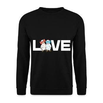 LOVE Chicken Silk Chickens Chick Silk Chicken Design - Unisex Sweatshirt - black - Front - Alina (178cm) & Michal (187cm)