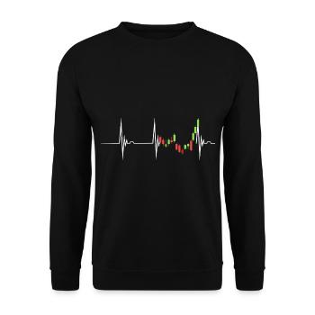 Day Trading Herzschlag EKG Puls Stock Market Trade - Unisex Pullover - Schwarz - Vorne - Alina (178cm) & Michal (187cm)