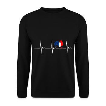 Gallischer Hahn Herzschlag EKG Puls Frankreich Fra - Unisex Pullover - Schwarz - Vorne - Alina (178cm) & Michal (187cm)