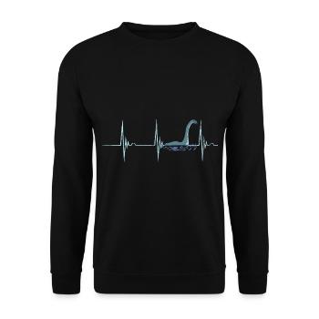 Loch Ness Nessie Herzschlag EKG Puls See Ungeheuer - Unisex Pullover - Schwarz - Vorne - Alina (178cm) & Michal (187cm)