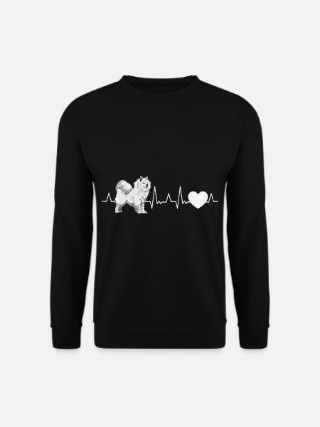 Samojede Herzschlag Schlittenhund Samojeden - Unisex Pullover - Schwarz