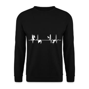Bouldern Bergsteigen Berg Klettern EKG Geschenk - Unisex Pullover - Schwarz - Vorne - Alina (178cm) & Michal (187cm)