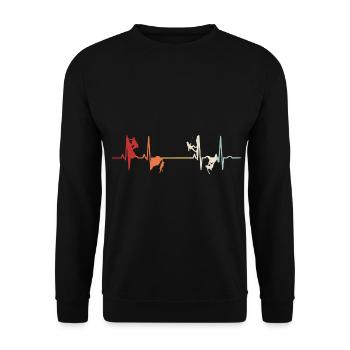 Alpinisme Retro Bouldering Mountain Climbing EKG Pulse - Sweat-shirt Unisexe - noir - Devant - Alina (178cm) & Michal (187cm)
