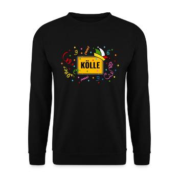Kölle Karneval Ortsschild Fasching Narrenkappe - Unisex Pullover - Schwarz - Vorne - Alina (178cm) & Michal (187cm)