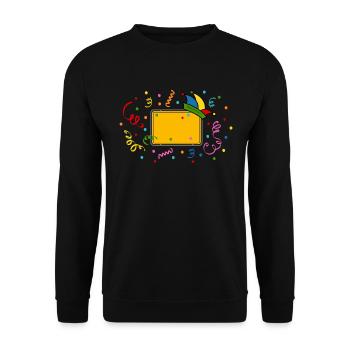 Fasching Fastnacht Karneval Ortsschild Narrenkappe - Unisex Pullover - Schwarz - Vorne - Alina (178cm) & Michal (187cm)