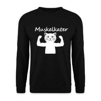 Muskelkater Kater Katzen lustige Katze - Unisex Pullover - Schwarz - Vorne - Alina (178cm) & Michal (187cm)