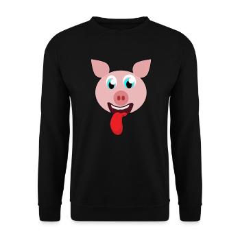 Freches Schwein lustiges Geschenk - Unisex Pullover - Schwarz - Vorne - Alina (178cm) & Michal (187cm)