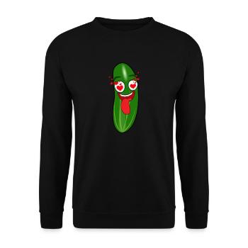 Verliebte Gurke geiles Gürkchen lustiges Geschenk - Unisex Pullover - Schwarz - Vorne - Alina (178cm) & Michal (187cm)