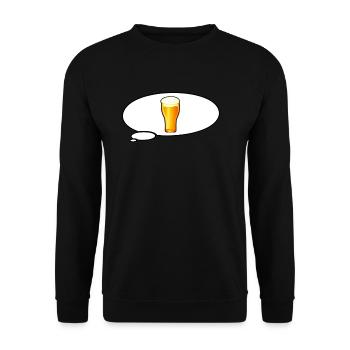 Thought bubble at beer think funny beer T-shirt - Unisex Sweatshirt - black - Front - Alina (178cm) & Michal (187cm)