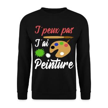 Peinture shirt je peux pas j´ai peinture artiste - Sweat-shirt Unisexe - noir - Devant - Alina (178cm) & Michal (187cm)