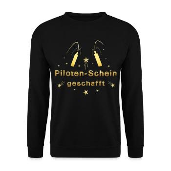 Pilotenschein Pilot Pilotenausbildung PPL - Unisex Pullover - Schwarz - Vorne - Alina (178cm) & Michal (187cm)